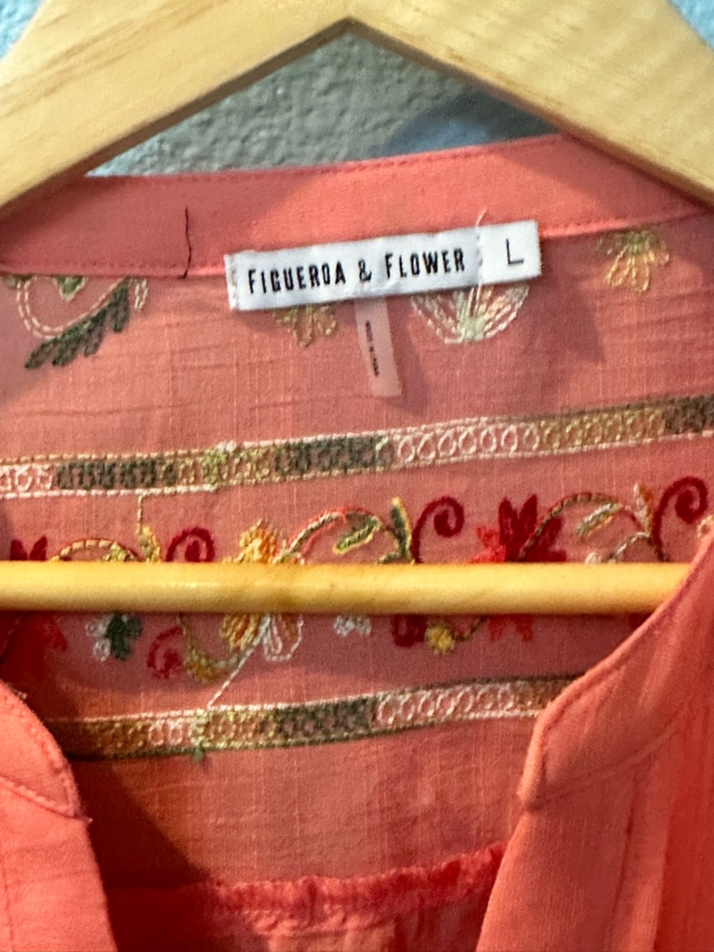 fig and flower Coral Embroidered Pintuck Blouse - Picture 3 of 5